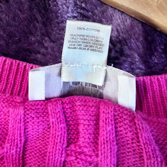 LOFT Bright Pink Cable Knit Sweater - Picture 4 of 4